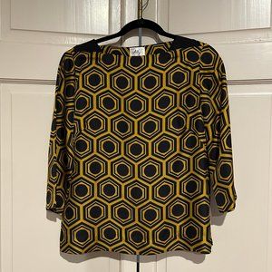 Milly Gold & Black Geo Silk Top